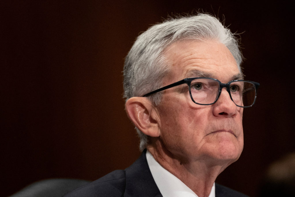 FILE PHOTO: Federal Reserve Chair Jerome Powell testifies on Capitol Hill